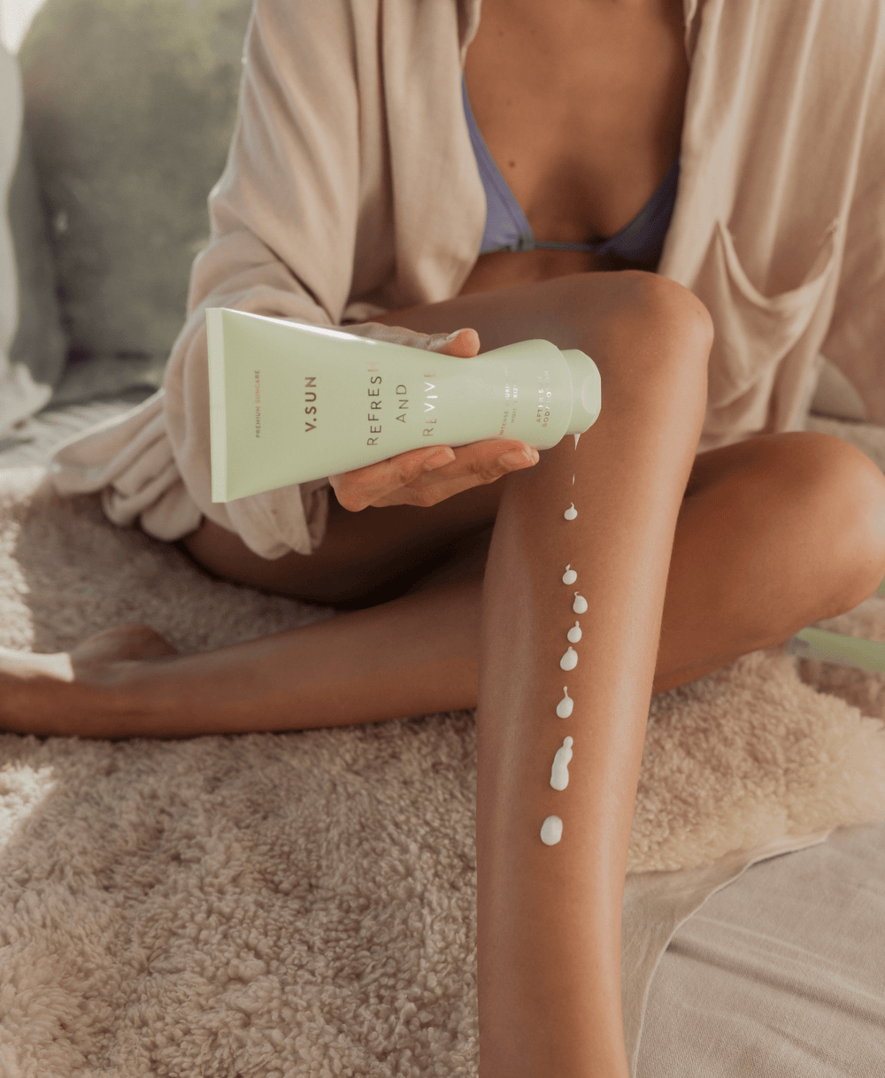 After Sun wird auf den Körper aufgetragen